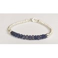 thumbnail image 3 of Iolite 3.5mm Rondelle Shape Faceted Cut Beads 7 inch Silver Plated Clasp Bracelet for men, women, unisex. Link Chain Stacking Bracelet.|LINK_03846, 3 of 5
