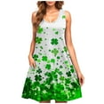 thumbnail image 2 of Women Dresses Xqxayjr Women St. Patrick's Day Sun Dresses with Pockets Knee Length Irish Clover Flowy Swing Cute Holiday Dress Casual Summer Sleeveless Midi Tank Wedding Guest Dresses, 2 of 5