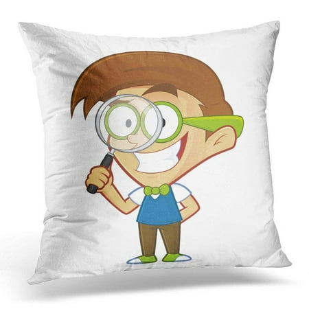 ARHOME Cartoon Nerd Geek Holding Magnifying Glass Kid Pillow Case Pillow Cover 18x18 inch