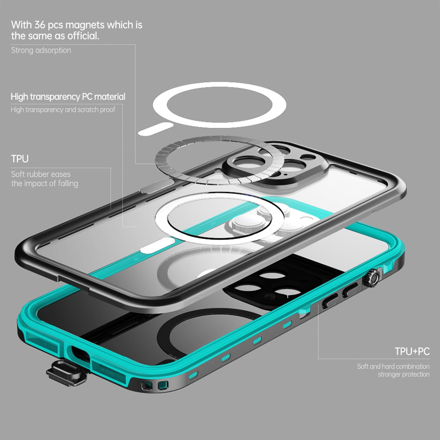 Allytech iPhone 14 Pro Case Waterproof, Magsafe Wireless Charging Full Body Protection Dust Proof Waterproof Build-in Screen Protector Daily Use Phone Case Cover for Apple iPhone 14 Pro - Blue