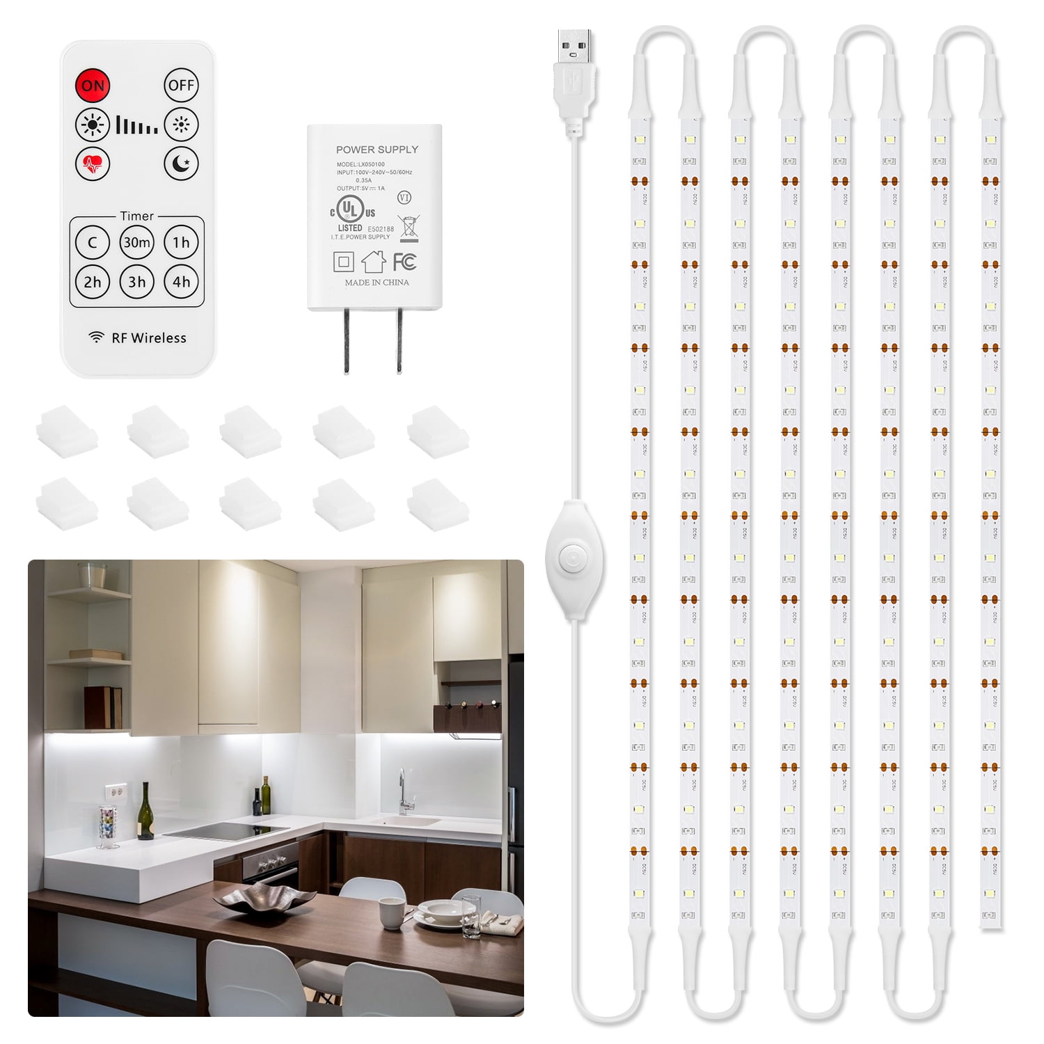 Under Lighting Kit, Elfeland 8 PCS LED Strip Lights with RF