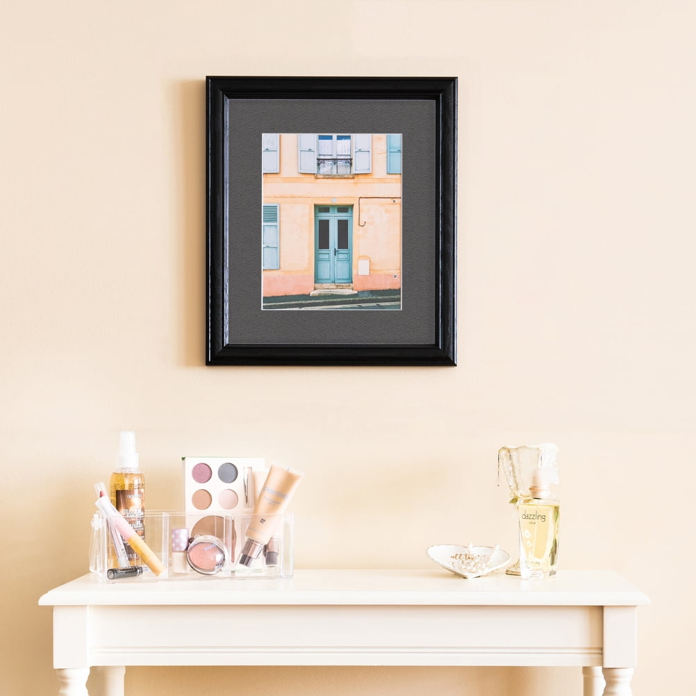 ArtToFrames 22x28" Matted Picture Frame with 18x24" Single Mat Photo Opening Framed in 1.25" Black Stain on Solid Red Oak and 2" Charcoal Mat (FWM-4083-22x28)