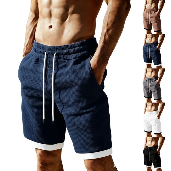 EOYWHK Golf Shorts with Pockets Elastic Waist Drawstring Mens Golf Shorts Soft Lightweight Breathable Casual Activewear for Men Black, Size L