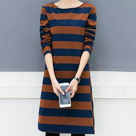Leshp One Piece Dress Long Section Long Sleeved Round Neck T Shirt For Women Girls Regular Fit Thickening Strip Tunic Top Walmart Canada Leshp One Piece Dress Long Section Long Sleeved Round Neck T Shirt For Women Girls Regular Fit Thickening Strip Tunic Top Walmart Canada