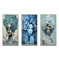 thumbnail image 2 of Designart "African Goddess Grace in Elegant Blue Fashion II" African American Woman Framed Wall Art Set Of 3 - Blue Woman African American Frame Gallery Wall Set For Home Decor, 2 of 7