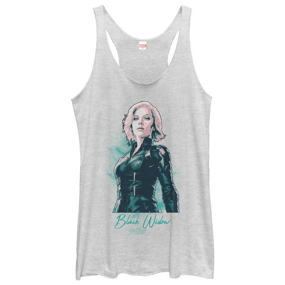 Women's Marvel Avengers: Infinity War Black Widow Shadow  Racerback Tank Top White Heather X Small
