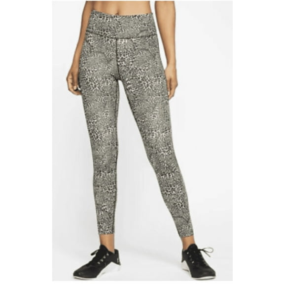 Nike One Women's Dry Tight Fit Mid Rise 7/8 Length Leopard Leggings Tights Extra Small