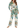 thumbnail image 4 of DISNIMO Butterfly Mandala Flower Printed Pajama for Women 2 Piece Pj Sets Long Sleeve Top Wide Leg Pants Lounge Set with Pocket Button Down Sleepwear Casual Comfywear, Available in Plus Size, L, 4 of 7