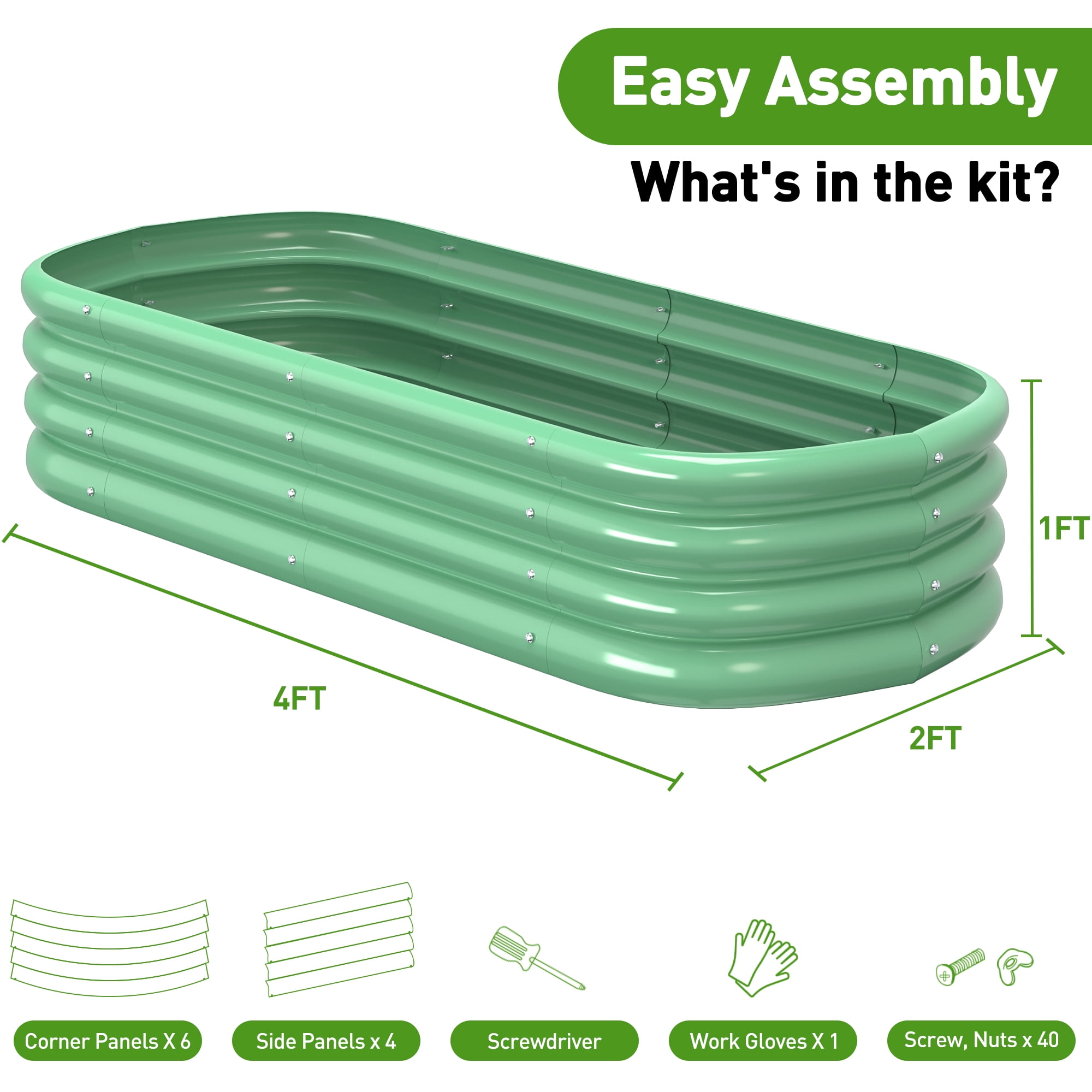 Galvanized Raised Garden Beds Outdoor 4×2×1ft UNTIMATY Metal Raised Garden Bed for Gardening Gifts, Galvanized Steel Planter Box for Vegetables, Green