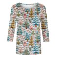 thumbnail image 5 of BiZtdJrK Lightening Sales Womens Christmas Printed Shirts Loose Fit 3/4 Sleeve Blouse Tunic Fashion Round Neck 3D Graphic Tees Going Out Tops Multicolor XXL, 5 of 6