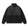 thumbnail image 4 of Chiccall Men's Colorblock Fleece Jacket Zip Up Stand Collar Thermal Coats Warm Fuzzy Outdoor Hiking Winter Workout Outwear with 4 Pockets, 4 of 8