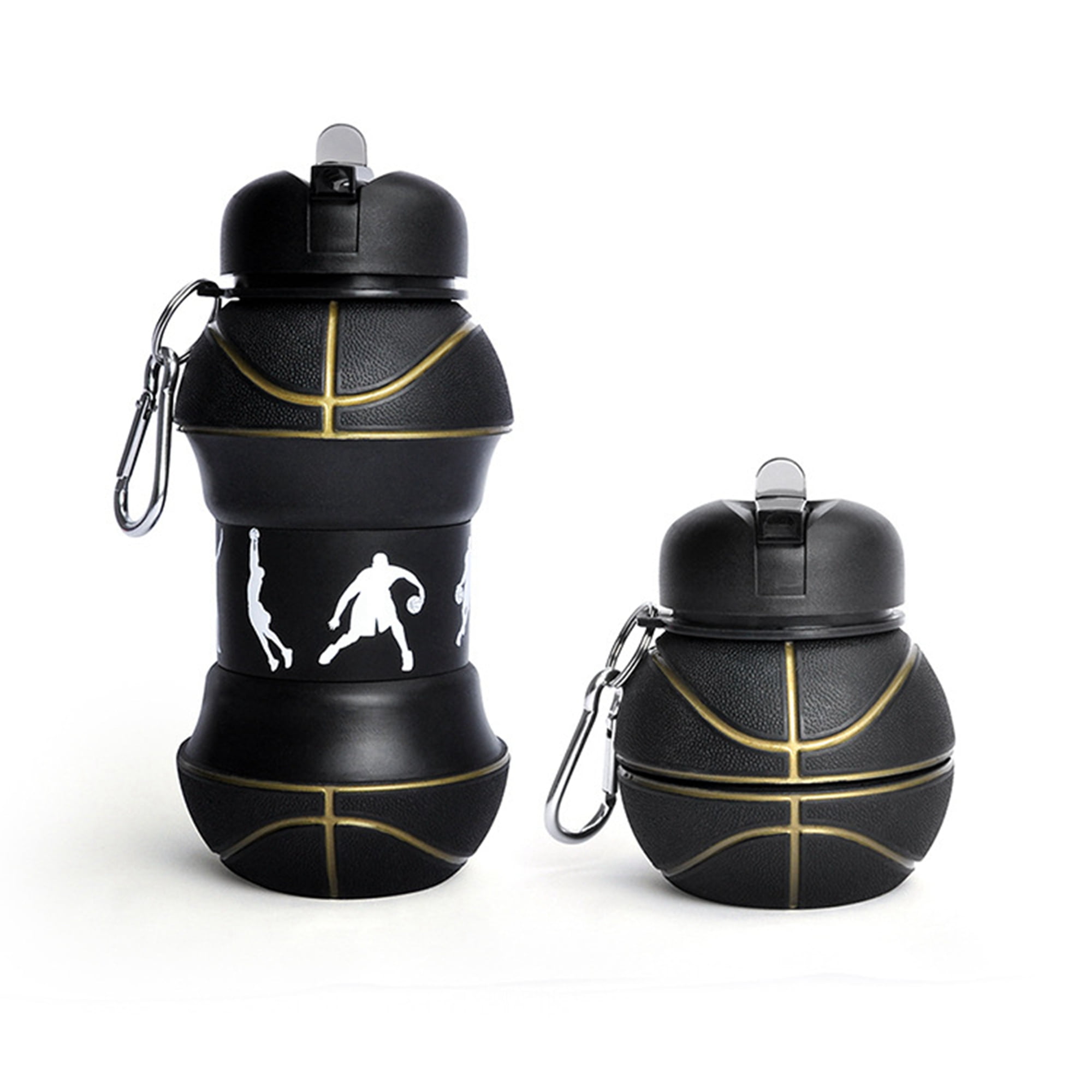 Maccabi Art Collapsible Silicone Basketball Water Bottle for Kids, 18 oz.