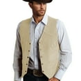 thumbnail image 2 of Zmoon Men's Suit Vest Metal Button Suede Vest Business Regular Slim Fit, 2 of 3