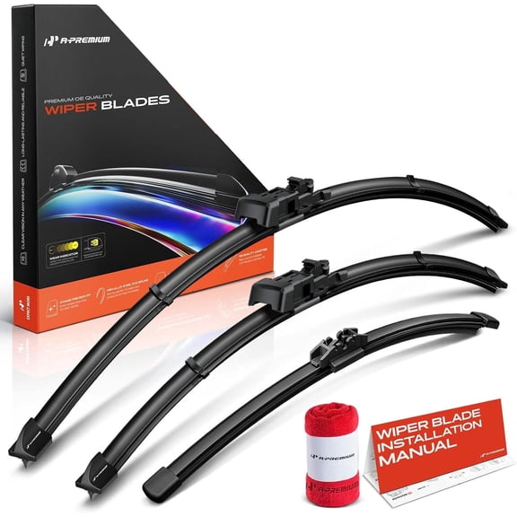 A-Premium 26"/24"/11" Windshield Wiper Blades Compatible with Ford EcoSport 2018-2021 - Front Rear Wipers Blade Set for TLP/FR_DH Arm Connector, with Wear Indicator & Towel (Pack of 3)