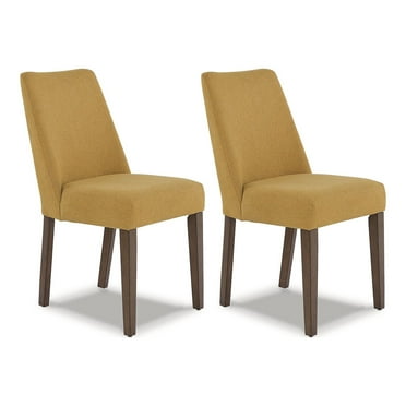 Signature Design by Ashley Lyncott Dining Room Upholstered Side Chair with Foam Cushion, Set of 2, Yellow