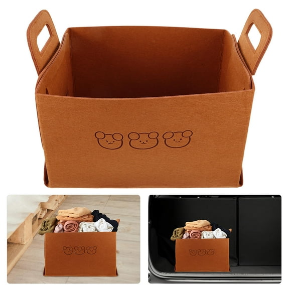 MLINS Car Trunk Storage Organizer Tote Bag with Large Capacity for SUV Storage Use Brown Felt 1 Piece