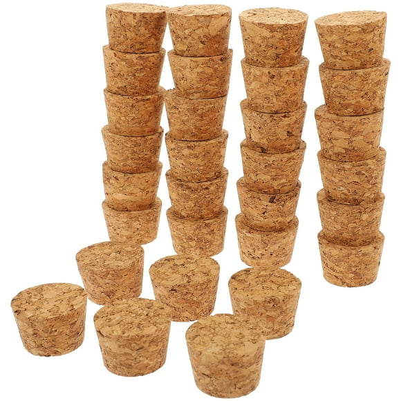 30 Pcs Glass Bottle Cork Wooden Stopper Plugs Mini Liquor Bottles Wine Crafts Saver Oil Jar