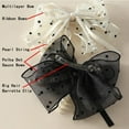 thumbnail image 4 of Southwit 1 PC Gauze Bows Polka Dot Hair Barrette Clip, Large Bow Layered Decor with Ribbon Bows, Pearl String Fashion Elegant Style Hair Claw for Women Girls Handmade Hair Accessories White, 4 of 5