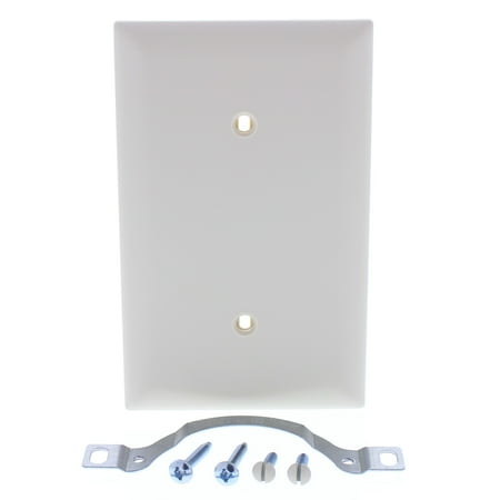 - P&S Lt Almond UNBREAKABLE Nylon 1-Gang Blank Cover Strap Mount Wallplate TP14-LA