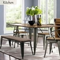 thumbnail image 4 of Erinnyees 42in Dining Bench, Entryway Bench with Back, Farmhouse Metal Dining Bench, Industrial Mid-Century 3 Person Rustic Spindle Bench, with Wood Seat, Removable Backrest, 4 of 7