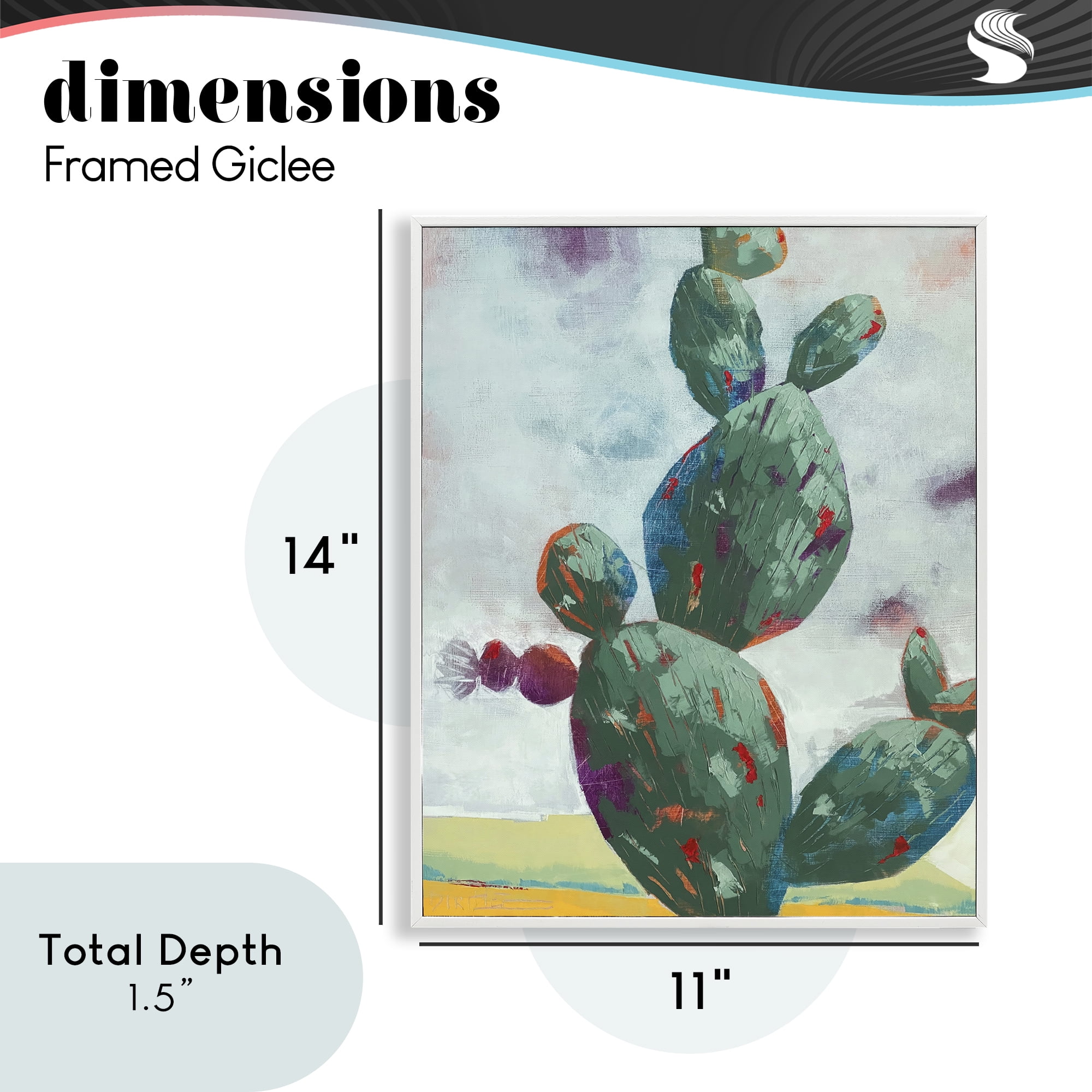 Stand Tall Rounded Cacti White Framed Giclee Art, design by Dianna Fritzler