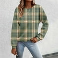 thumbnail image 2 of Christmas Plaid Printed Sweatshirts for Women Trendy Round Neck Long Sleeve Drop Shoulder Pullover Tops Ladies Casual Work Stylish Outfits Xmas Holiday Clothes Green L, 2 of 4