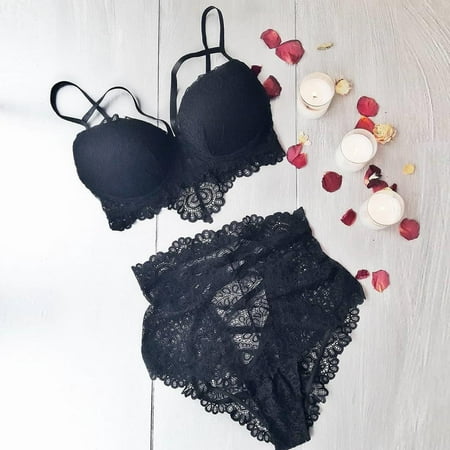 

HIMIWAY Women Lingerie Corset Lace Underwire Racy Muslin Sleepwear Underwear Tops+Briefs Black