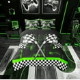 thumbnail image 2 of Erosebridal Racing Car Flag Bed in a Bag Full size, Green Bed Set, 3D Rectangle Decor, Reversible 7pcs, 2 of 5