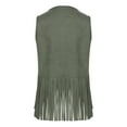 thumbnail image 2 of iefiel Women's Faux Suede Tassel Vest Rivets Fringe Waistcoat Jacket Open Front Cardigan Tops Green L, 2 of 7