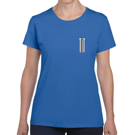 Flag Stripes Military Graphic Women Royal Blue T-Shirt, Female x-Large