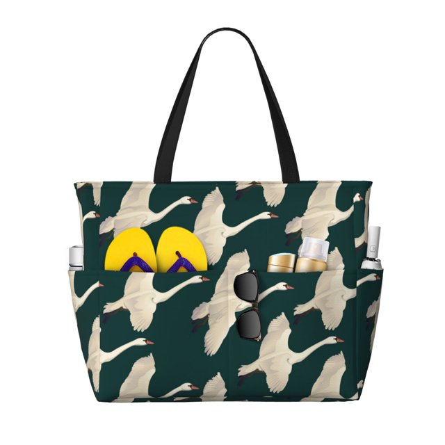 Easygdp Flying Swans Bolsa de Viaje de Playa de Gran Capacidad, Bolsa Tote Perfecta para la Playa, Escapadas de Fin de Semana y Viajes