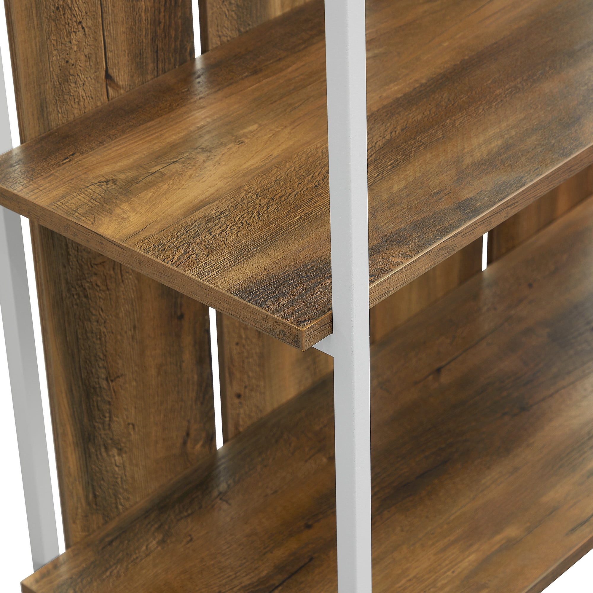 Woven Paths 64" Farmhouse 4 Shelf Bookcase, Reclaimed Barnwood/White