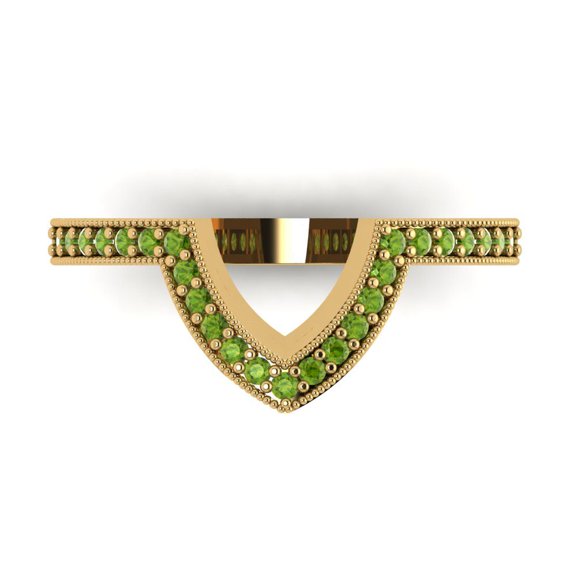 0.25 ct Brilliant Round Cut Natural Peridot 18K Yellow Gold Stackable Band SZ 6.5