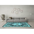 thumbnail image 3 of Ahgly Company Indoor Round Medallion Light Blue Traditional Area Rugs, 4' Round, 3 of 4
