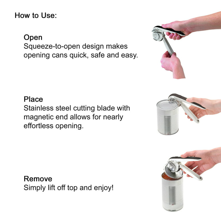 Chef'n EZ Squeeze Can Opener - One Handed Design - Black and Meringue 