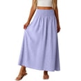 thumbnail image 5 of Aihuaihua Womens Boho Maxi Skirt Summer Eyelet Hollow Flowy Skirts High Waist Casual Skirt with Pockets A Line Pleated Vacation Skirts Purple S, 5 of 6