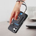 thumbnail image 3 of Back Case Compatible with iPhone 16 Plus, Adjustable Ring Holder PU Leather Card Slots Wrist Strap Support Magnetic Car Mount RFID Blocking Phone Case Cover for iPhone 16 Plus, Black, 3 of 12