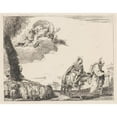 thumbnail image 2 of Giovanni Domenico Tiepolo 18x15 Gold Ornate Wood Frame and Double Matted Museum Art Print Titled - The Flight with the Holy Family at the Right (1750-1753), 2 of 4