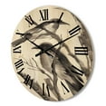 thumbnail image 3 of Designart 'Vintage Black and White Sleeping Crows' Traditional Wood Wall Clock, 3 of 5