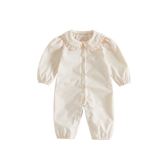 RUINIXCW Infant Girl Romper Puff Long Sleeve Solid Color Fall Jumpsuit