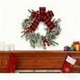 thumbnail image 2 of Christmas Flocked Wreath with Bow – Artificial Holiday Garland for Kitchen, Window, Fireplace & Staircase – Multicolor Simulation Vine Decoration, 2 of 5