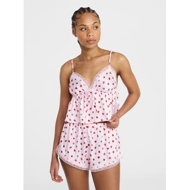No Boundaries Satin Cami and Shorts Sleep Set, 2-Piece, Women's XS-XXL