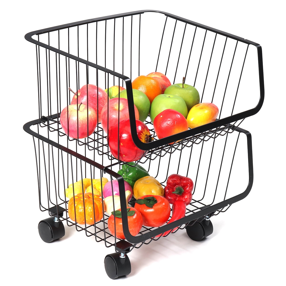 Cart Fruit Vegetable Door Easy 3 shelves plastic with wheels multicoloured