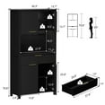 thumbnail image 3 of Laintene Fluted Pantry Storage Cabinet, 71" Tall Kitchen Cabinet with Charging Station, Adjustable Shelves, Drawer and Open Countertop, Wood Hutch for Dining Living Room, Black, 3 of 9