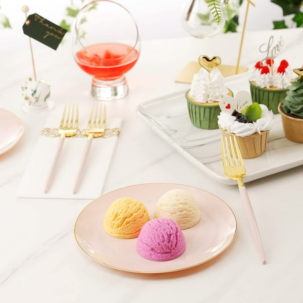 Gold and clearance pink plastic plates
