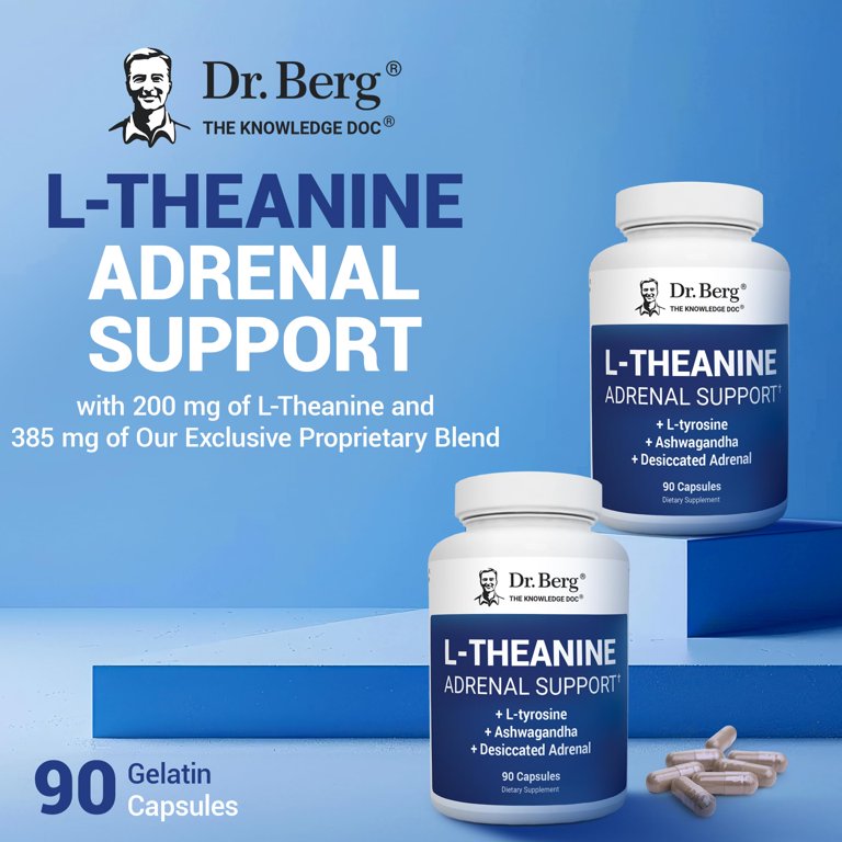 Dr. Berg L-theanine Adrenal Support 200mg  Stress Relief & Sleep  Supplement, 90 Capsules - Walmart.com