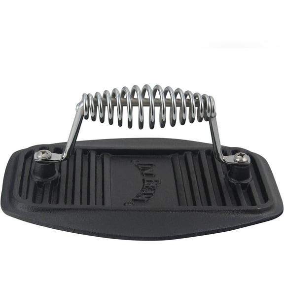 Jim Beam BBQ 9" Cast Iron Heavy Duty Meat Press, Black