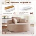 thumbnail image 3 of Muumblus Oversized Round Lounge Chaise Chair Indoor,Boneless Cloud Couch with 3 Pillows, No Assembly Required, Modern Accent Chair for Living Room, Camel Chenille, 3 of 12