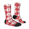 thumbnail image 4 of Yiaed Red Plaid Daisy Print Great elasticity Crew Socks Sports socks for Men and Women, 4 of 5