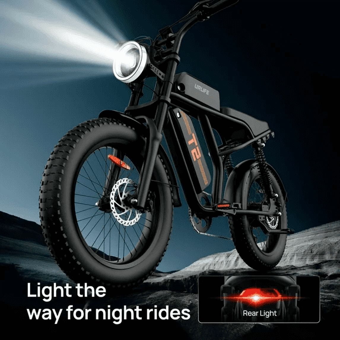 URLIFE 1500W Electric Bike for Adults,20"4.0 Fat Tire Ebike,48V 15.6Ah Removable Battery,7-Speed E-Mountain Bikes,All-Terrain Off-Road Electric Bicycle,UL2849 Certified(Black)